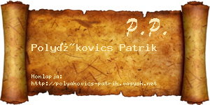 Polyákovics Patrik névjegykártya